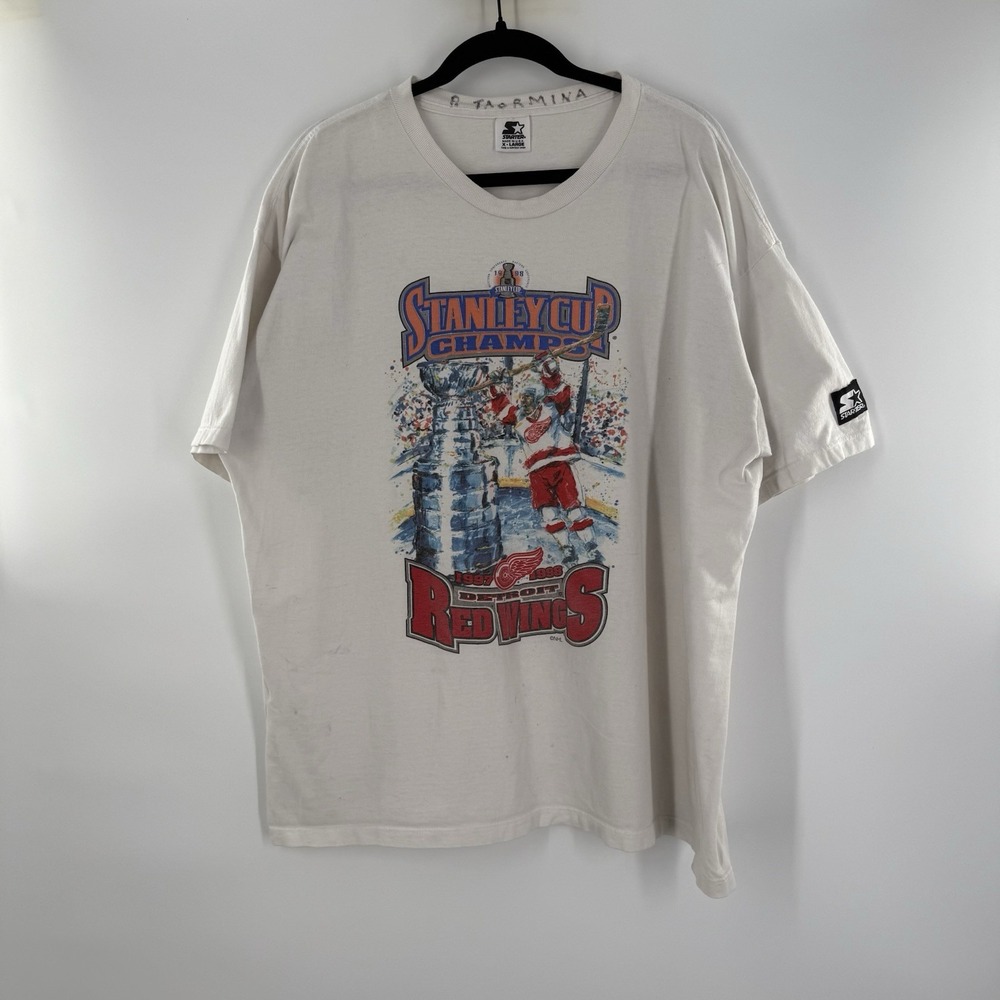 Starter Detroit Red Wings Mens Size XL Shirt Vintage 1997 Hockey Stanley Cup